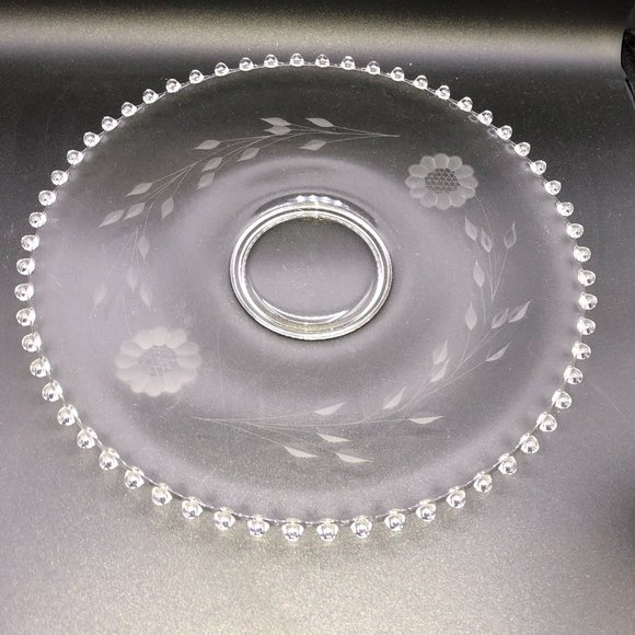 Rare Candlewick Corn Flower etched Hughes14" Hostess Plate - Picture 3 of 4